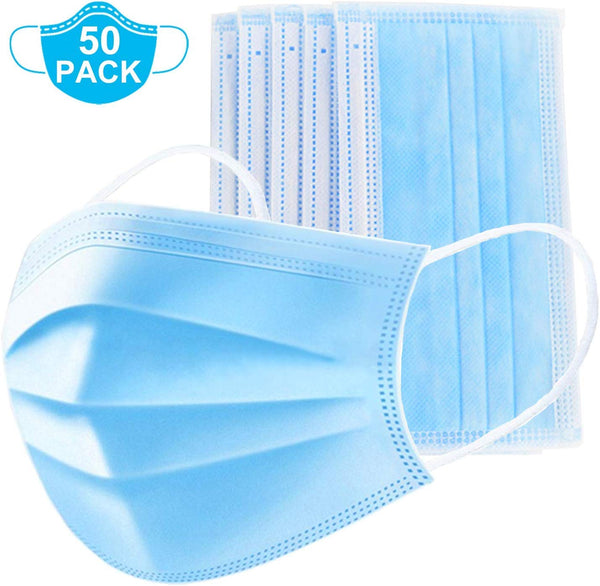 50 Pcs Disposable Surgical Mask,Antiviral Face Mask,Dust Breathable Earloop,Comfortable Medical Sanitary Surgical Mask Thick 3-Layer Masks